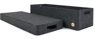 voigtdesign® Aufbewahrungsbox CLASSIC - FILZ Korb Box mit Deckel in Sondergrößen, Höhe 14 und 14,5cm (Dunkelbraun meliert, 60x24x14cm (LxBxH))