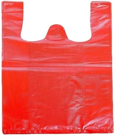 Sac à ordures 40/50 pièces sac en plastique rouge supermarché épaissir avec poignée sac de gilet stockage de cuisine propre poubelle Bag-50Pc(22 * 34cm)