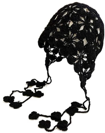 Itkcozcg Modische Hüte, handgefertigter Hut, handgewebt, Glockenhut für Musikfestival, einfacher Glockenhut, Schwarz , XS-XXL