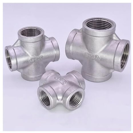 2.5 3 4 BSPT Female Cross 4 Ways 304 316 Stainless Steel Pipe Fitting Water Gas Oil(SS316,4)