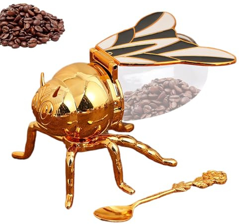 Dekorative Bienenformglas Honigglas, Bienenförmige Honigglas, Honigbehälter, Bienenförmige Honigtöpfe Zum Gewürzen, Tierstatue, Golden Zuckerhalterschale, Sirupspender Für Sirupe, Gewürze Und Öl