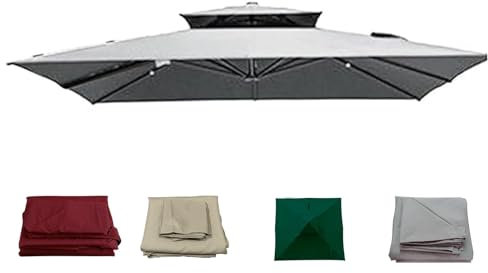Outsunny Toldo de Recambio de Sombrilla de 3x3m/2.5x2.5m Toldo de Repuesto para Sombrilla de Patio con Ventilación Superior Cubierta de Repuesto para Parasol de Poliéster (Gris,2.5×2.5M(8.2ft×8.2))