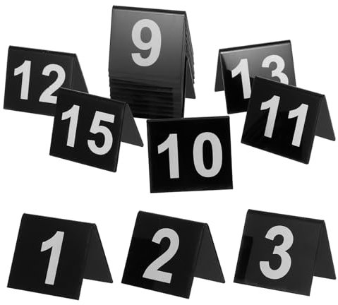 KOCKSHION 15pièces Marqueurs Numéros Table Double Face Acrylique Noir Blanc Pour Restaurant Et Décor Scène Crime Accessoires Multifonctions Stable