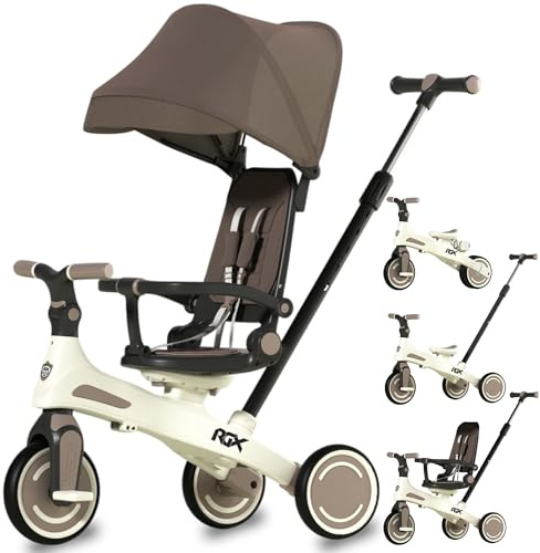 WeLLIFE RGX Triciclo Evolutivo 5 in 1 per Bambini 1-3 Anni | Con sedile girevole 360, maniglione genitore, cappottina parasole, cinture e montaggio senza attrezzi