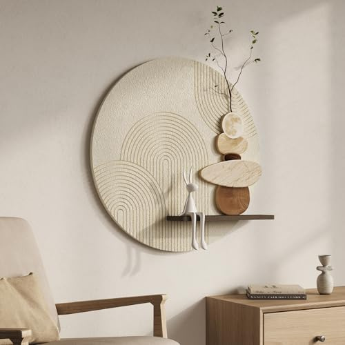 3D Textured Abstract Modern Round Wall Art Decor for Living Room, 24x24 In