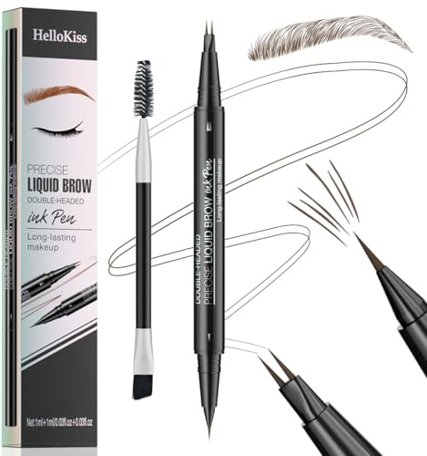 Eyebrow Pencil,Micro Waterproof Brow Pencil for Women,2-in-1 Eye Brow Pencil,Double Tip + Ultra-Fine Tip,Wild Nature Hair-Like Eyebrow,Brown Eyebrow Pencil,Brow brush included,02 Brown