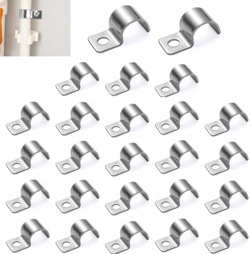 25 Pièces Colliers de Serrage en U à Trou Unique, 16mm Pince Anneau Fixation Tuyau, Collier de Serrage Métallique pour Tube, pour Ø 16mm Fixation Attache Tube
