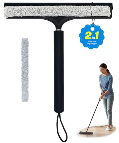 LORESJOY Raclette de Douche, Raclette Salle de Bain, 33-123cm Raclett Douche Noir, Raclett Vitre Douche, pour Douche, Salle de Bain, Carrelage, Miroir, Fenêtre, Cuisine