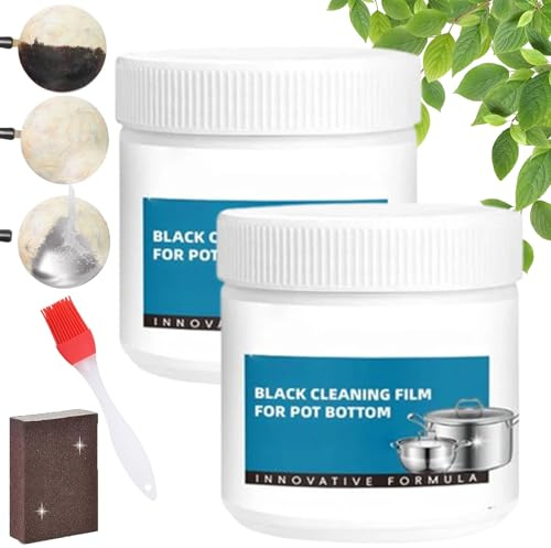 Powerful Burnt Residue Remover Paste For Cookware,Black Cleaning Film for Pot Bottom, Multi-purpose Powerful Cleaner for Kitchen,For All Cookware Material (1, 2Pcs)