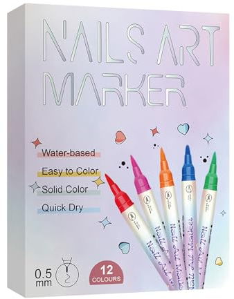 Nagellack Stift 12 Farben 3D Nagelkunststift Set Graffiti-Punktierungsstift Nagellackstifte Nägel Zeichnen Malen Liner Pinsel DIY Nagelkunst Wasserdichte Schnelle Trockene Stift Nagellackstifte