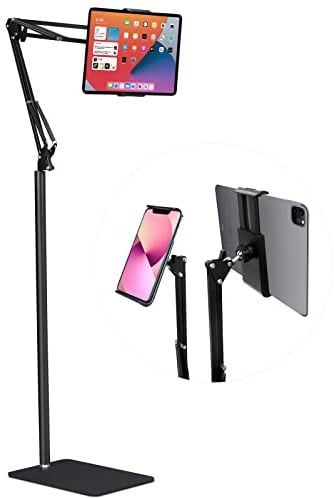 Support Spessn Réglable sur Pied pour iPad et Tablettes - Universel en Métal, 360 Degrés Rotatif - Compatible iPad Air, Pro, Mini, Samsung Galaxy Tab et Téléphones (Noir)