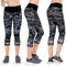 Formbelt Sport Tights 3 4 Damen mit Hüfttasche für Handy/Leggings Leggins Damen kurz Bauchtasche Smartphone/Marmor (S)