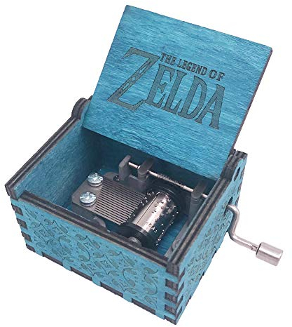 The Legend of Zelda - Caja de música con manivela de madera tallada para Joue Zelda Song of Storms from Ocarina of Time, color azul