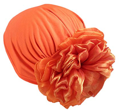 Xiang Ru Damen Turban Schlaf Cap Chemo Headwear Schlafmütze Muslim Kopftuch Turban Beanie Mütze Orange