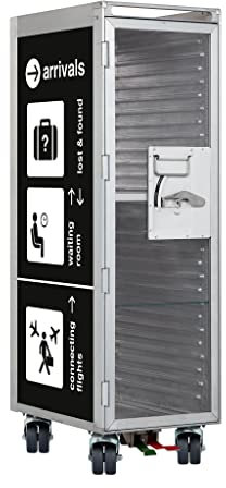 Bartrolley Bon Voyage Schwarz (neue Rollen) inkl. LED Fachboden, Barbrett & Fachboden aus Glas, Gebrauchter Trolley aus der Luftfahrt - Top restauriert, Flugzeugtrolley Bar, Airline Trolley, Hausbar