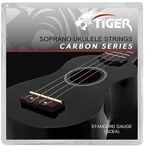 TIGER UAC14-CBN Juego de cuerdas para ukelele - Cuerdas negras de carbón ukelele para soprano y de concierto