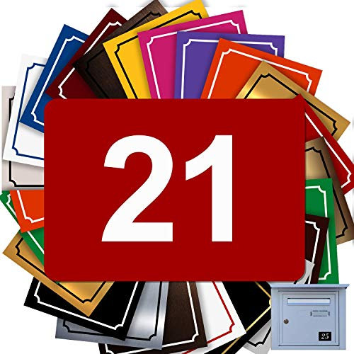 Numéro Pour Boîte Aux Lettres Adhésif - Numéro De Maison PVC – Plaque Gravée À Personnaliser - PETIT 5 x 3,5 cm (Rouge)