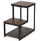 COSTWAY 3 Tier End Table, Ladder-Shaped Sofa Side Table Step Nightstand with Storage Shelf, Metal Frame Coffee Snack Tea Table for Living Room Bedroom Balcony (Brown, without Rolling Casters)