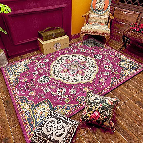 Kurzflor Orient Teppiche City Großer Teppich Blätter und Blüten im Ethno-Stil im europäischen und amerikanischen Stil lila-rot120x180cm (4'0''x6'0'')