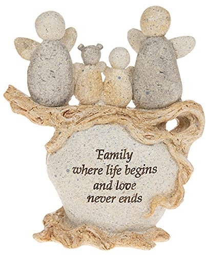 Pebble Art Angel - Family of Four angels - Family, where life begins and love never ends