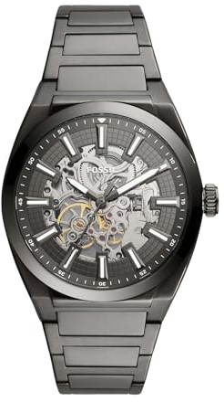 Fossil Everett Herren-Armbanduhr, mechanisch, automatisch, Edelstahl, Smoke, Everett Auto