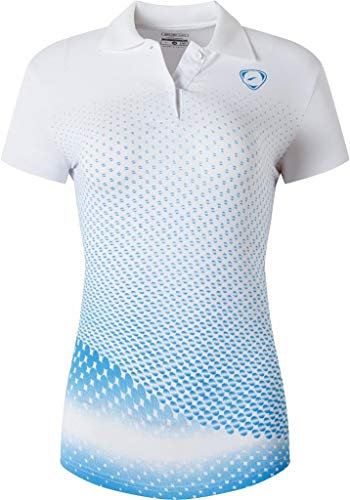 jeansian Women's Sports Breathable Short Sleeve Polo T-Shirts Tee SWT251 WhiteBlue 4XL