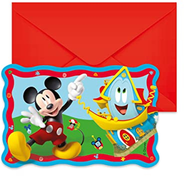 Folat 93939P Einladungskarten FSC Mickey Mouse - 6 Stück