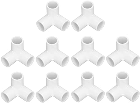 10 Piezas de Conector de Tubo de Reducción Rápida, Accesorios de Tubería de 3 Vías, Conector de Esquina en T de ángulo Recto de Plástico PVC de 20 Mm de Diámetro Interior, para Riego(Blanco)