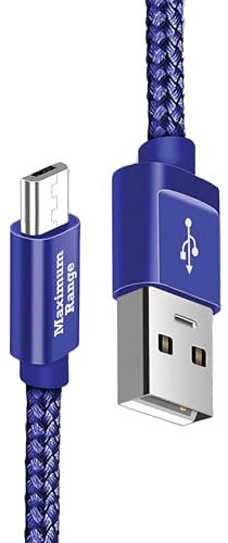 Micro USB Cable Android Charger Cable Nylon Braided Micro USB Charger Cable Fast Charging Cable Compatible with Samsung Galaxy S7 S6 J7 J5 J3, Huawei, HTC, Nokia, Tablet, Kindle, PS4- Blue (3M)