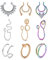 Mayhoop Fake Nose Ring Fake Nasenpiercing Fake Septumring Nasenmanschetten Chirurgenstahl Geweih Silber Rosegold Regenbogen Für Frauen Männer Piercingschmuck 9 Stile 9St