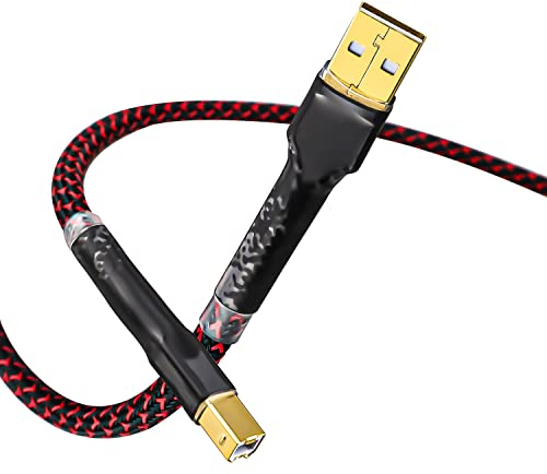 Tertullus HiFi - Cavo USB da 2 m, USB-A su USB-B Dac A-B, USB audio, cavo USB digitale, per streaming audio, Dac e computer, scheda audio, decodificatore, amplificatore, lettore digitale