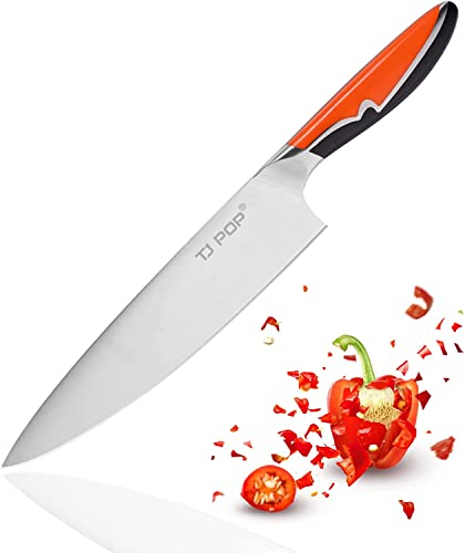 TJ POP Chef Knife, 8 Professional Kitchen Knife with German High Carbon Steel, Professional Ultra Sharp Meat Knife with Comfortable Grip Non-Slip Handle