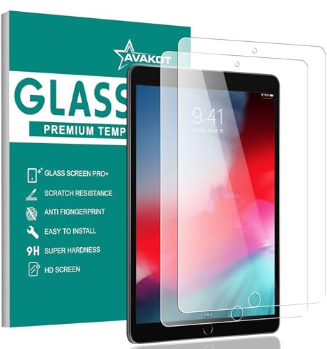 AVAKOT Tablet Schutzfolie, Displayschutzfolie für iPad Pro 10.5, kratzfest, transparent, gehärtetes Glas, kompatibel mit iPad Air 3, empfindliche Härte, 2 Stück