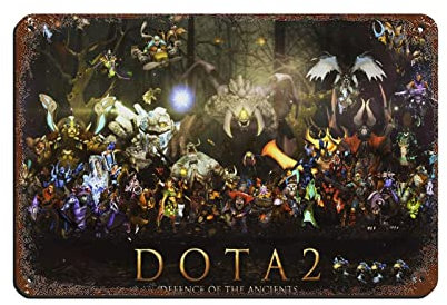 DOTA 2 Game 1 Retro-Poster Metall-Blechschild Chic Art Retro Eisen Malerei Bar Menschen Höhle Cafe Familie Garage Poster Wanddekoration 20 x 30 cm