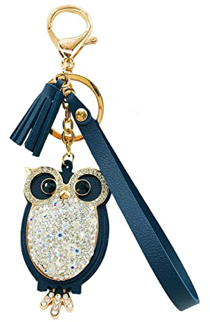 Molyorch Eule Taschenanhänger, Eule Design Schlüsselanhänger, Quaste Eulen Anhänger, für Schlüsselring Dekoration, Frauen Schlüsselbund, Dekorative Tasche (Marineblau)