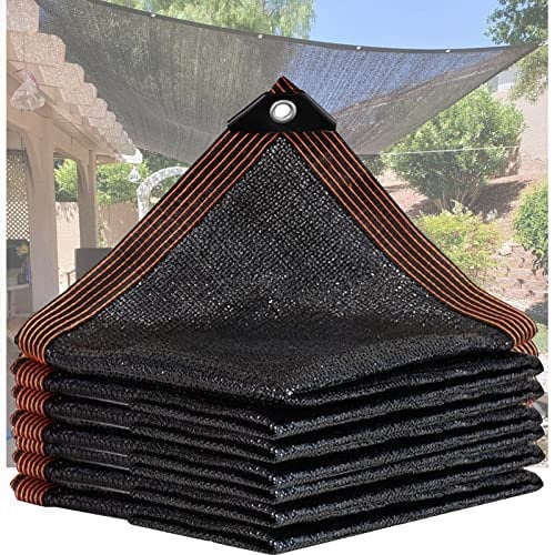 ZHJSHOU Rechteckig Sonnenschutz atmungsaktiv Schattennetz,Gartennetze mit öSen Sonnenschutznetz,für Garten Balkon und Terrasse,mit Ösen und Befestigungsseile,Schwarz,0.5X5m/1.64X16.4ft