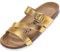 Palado Pantoletten Damen Ikaria – bequeme Sandalen Made in Spain - Hausschuhe mit dämpfendem Kork-Fußbett - modische Sommerschuhe Gold Metallic UK9 - EU42