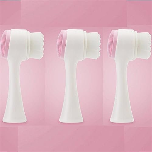 Silicone Facial Cleansing Brush Double-sided Cleanser Exfoliating, Massage Soft Brush To Remove Surface Dirt, Oil, Cosmetic Residue, Deep Clean Facial Pores (Colore : 3Pcs Pink)