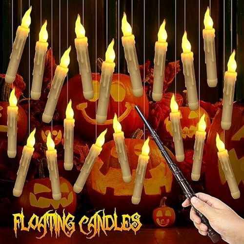 36 Stück Weihnachtsdeko Schwebende Kerzen, Flammenlose Floating Candles mit Zauberstab-Fernbedienung, Weihnachten Deko LED Fliegende Kerzen Batteriebetrieben für Weihnachtsdeko Innen und Party Deko