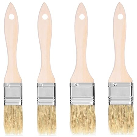 RTBRCG 4 Stück Naturborsten Küchenpinsel, Backpinsel mit Langem Holzgriff für Grill, Fleisch, Gebäck