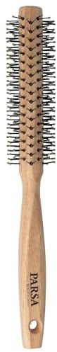 PARSA Beauty Cepillo redondo 14 mm – Cepillo de peinado para volumen y cabello corto, cepillo de secado de madera de caucho, diseño ergonómico, para cabello fino a medio, ecológico y duradero