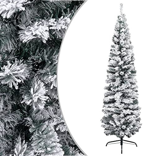 BaraSh Árbol de Navidad Artificial Delgado Verde con Nieve PVC 240 cm rboles De Navidad Grandes
