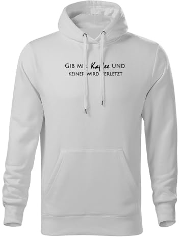 DELUNO Gib Mir Kaffee und keiner Wird verletzt Premium Herren Hoodie Kappuzenpullover Männer Pulli Geschenkidee zum Geburtstag Sweatshirt mit Aufdruck NEU