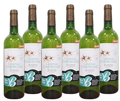Château Chavrignac – Grand Vin Blanc de Bordeaux AOC Bio – Médaillé Or – Biodynamie – Cuvée 2023 – Sauvignon Blanc, Sauvignon Gris, Sémillon – Vin Blanc Sec – 6x75cl