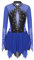 iEFiEL Glitzer Eiskunstlauf Kleid Damen Langarm Kürkleid Strasssteine Rollkunstlaufkleid Leotard Tanzanzug Wettbewerb Tanzkostüm Xb Blau XXL