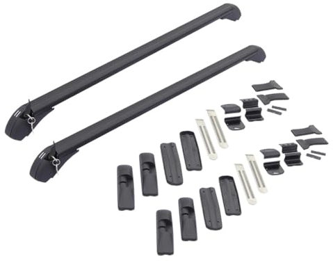 Mulcort Lot de 2 barres transversales de toit de voiture avec 4 clés pour largeur de gouttière de voiture de 109,9 à 112,9 cm