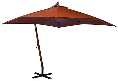 Kangmusi 313777 Parasol déporté avec mât en terre cuite en bois de sapin massif 3 x 3 m