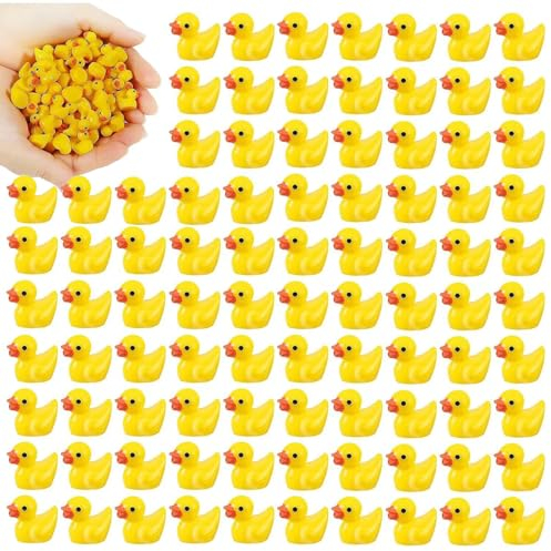 Mini Harz Enten, Mini Enten 95 Stück, Enten Mini Tierfiguren, Mini Resin Duck Kleine Figuren, Gelb Mini Enten für Aquarium Miniaturgarten Figuren Deko DIY Potting Micro Landschaft Dekorationen