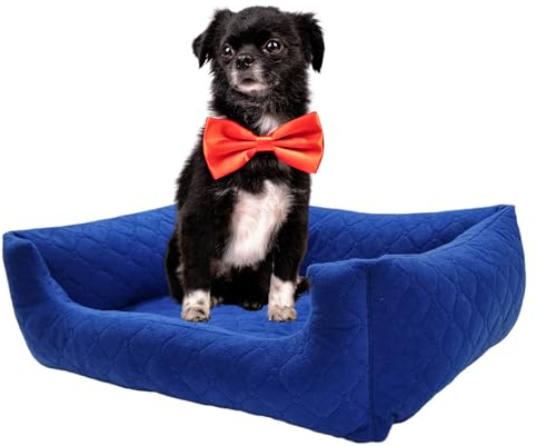 Odolplusz Hundebett Kleine Hunde und Katzen | Hundesofa Hundekorb mit erhöhten Ränder | verfügbar in Zwei Größen | (dunkelblau, S (58 x 47cm))