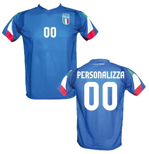 Maglia Calcio Italia Blu Personalizzata con Il Tuo Nome o del Tuo Giocatore Preferito creata utilizzando Maglia Replica Autorizzata 2024 Taglie da Adulto (IT, Testo, M, Regular, Regular, Blu)